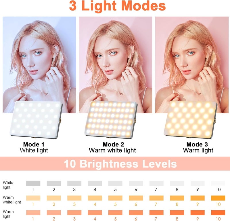 TONEOF Portable Selfie Light,Rechargable 60 LED PhoneLight with Clip & Double 1/4" Screw Hole,2500k-9000K Dimmable for iPhone,Android,Laptop,Tablet,Selfie/Video Conference - Image 2